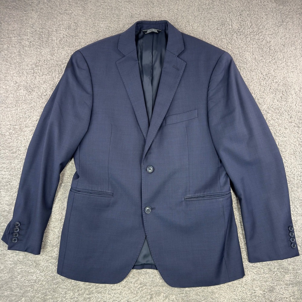 Saks Fifth Avenue Mens 40S Trim Fit 100% Wool Suit Jacket Navy Blue Blazer 40C
